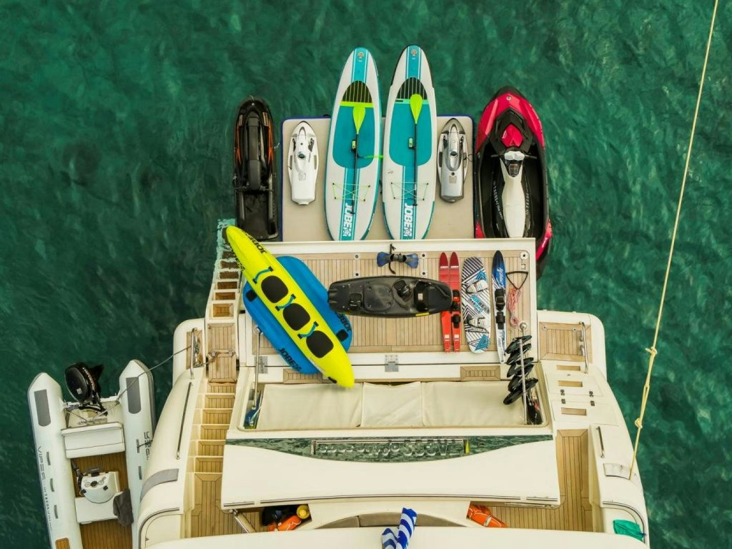 a boat with a group of tools on it aboard CHAMPAGNE & CAVIAR Yacht for Sale