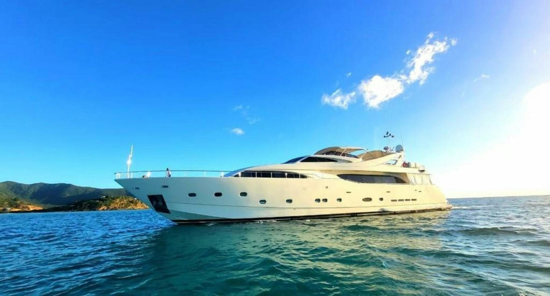 a white yacht in the water aboard CHAMPAGNE & CAVIAR Yacht for Sale