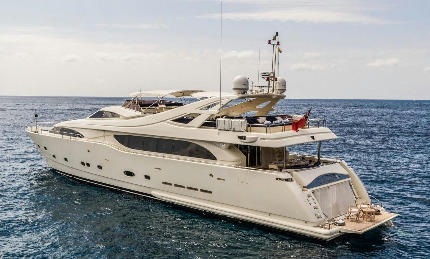 a white yacht in the water aboard CHAMPAGNE & CAVIAR Yacht for Sale