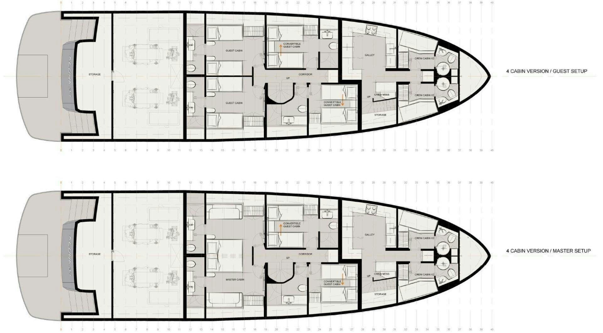 diagram, engineering drawing aboard ALUNA 87 Yacht for Sale