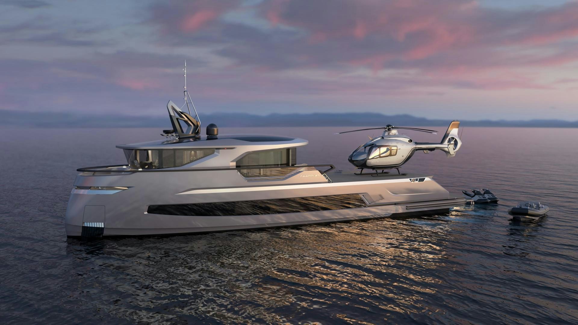 a boat in the water with a plane flying by aboard ALUNA 87 Yacht for Sale