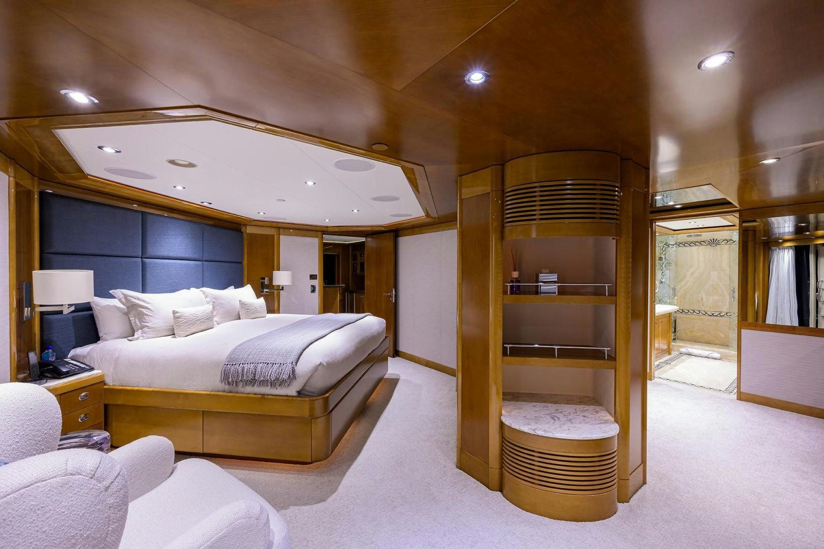 a room with a bed and a shelf aboard SEANASH Yacht for Sale
