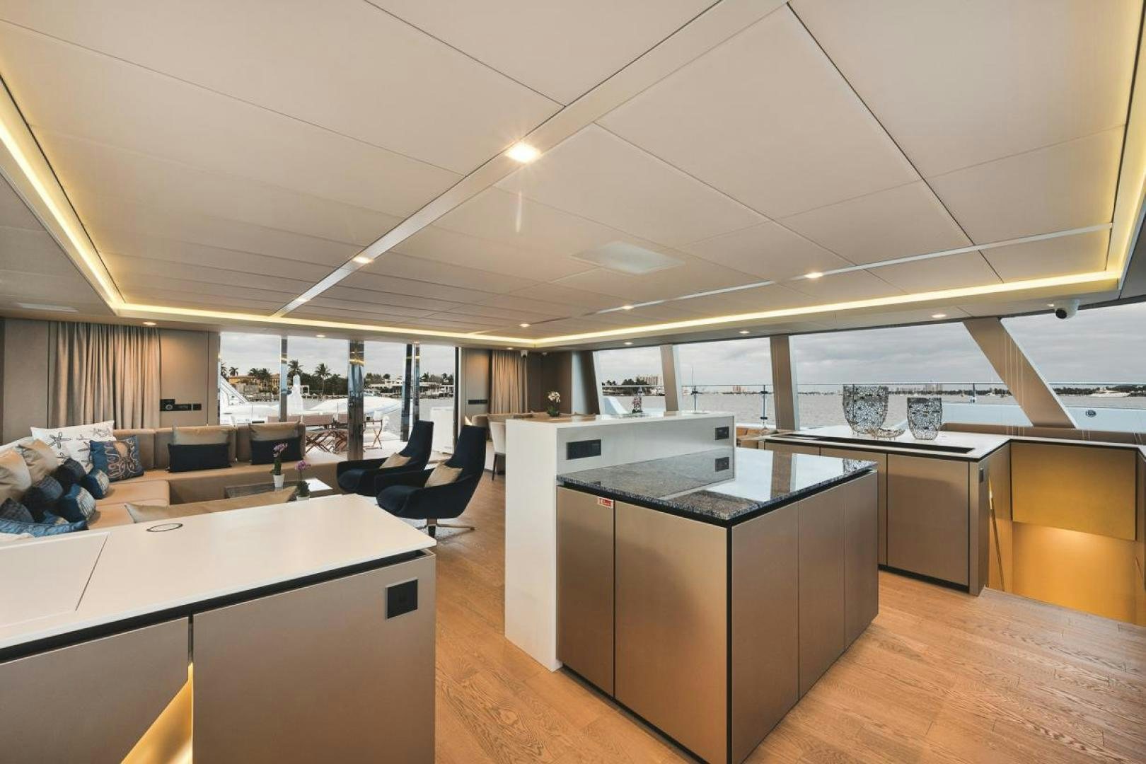a large open office space aboard SANDY II Yacht for Sale
