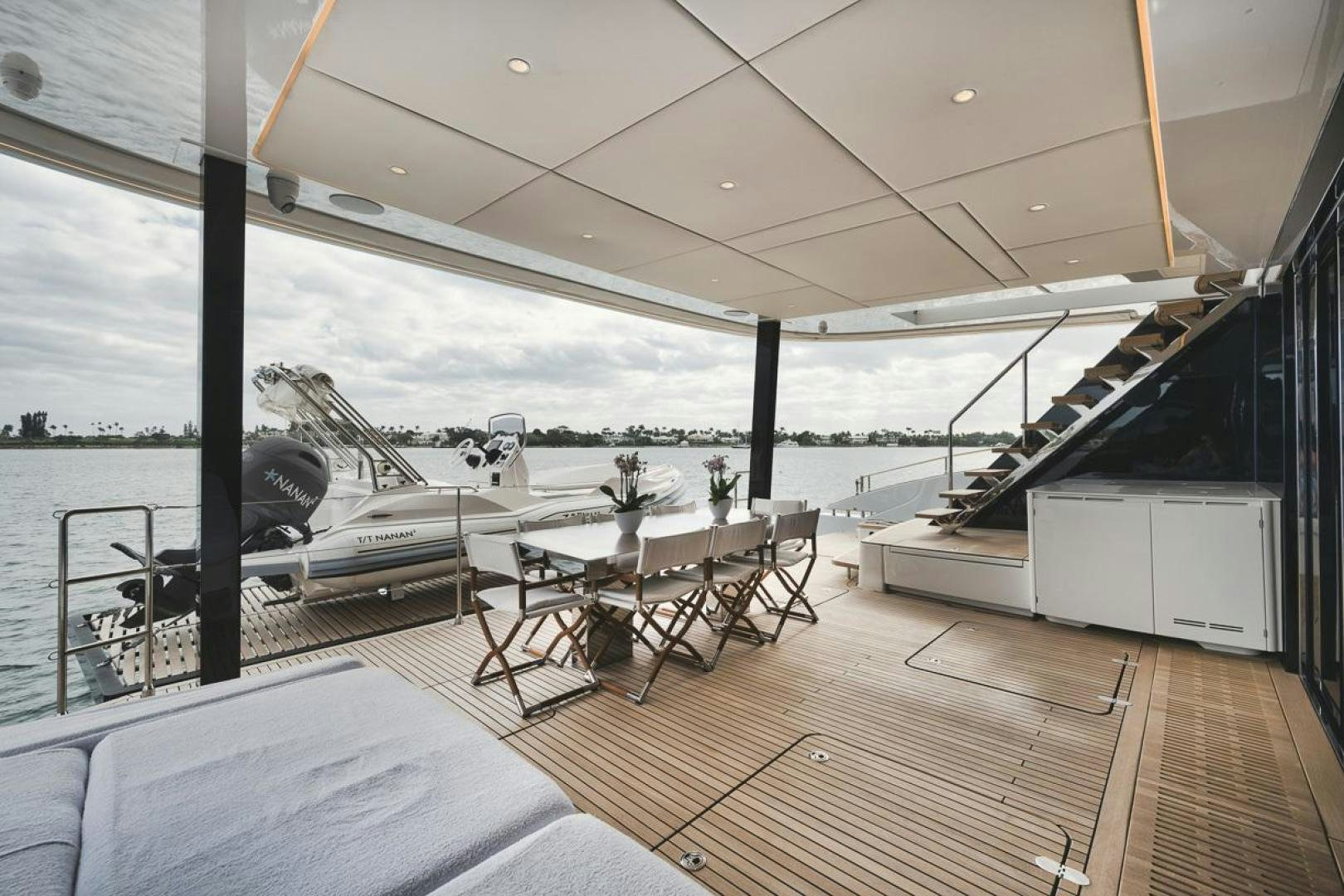 a boat on a deck aboard SANDY II Yacht for Sale