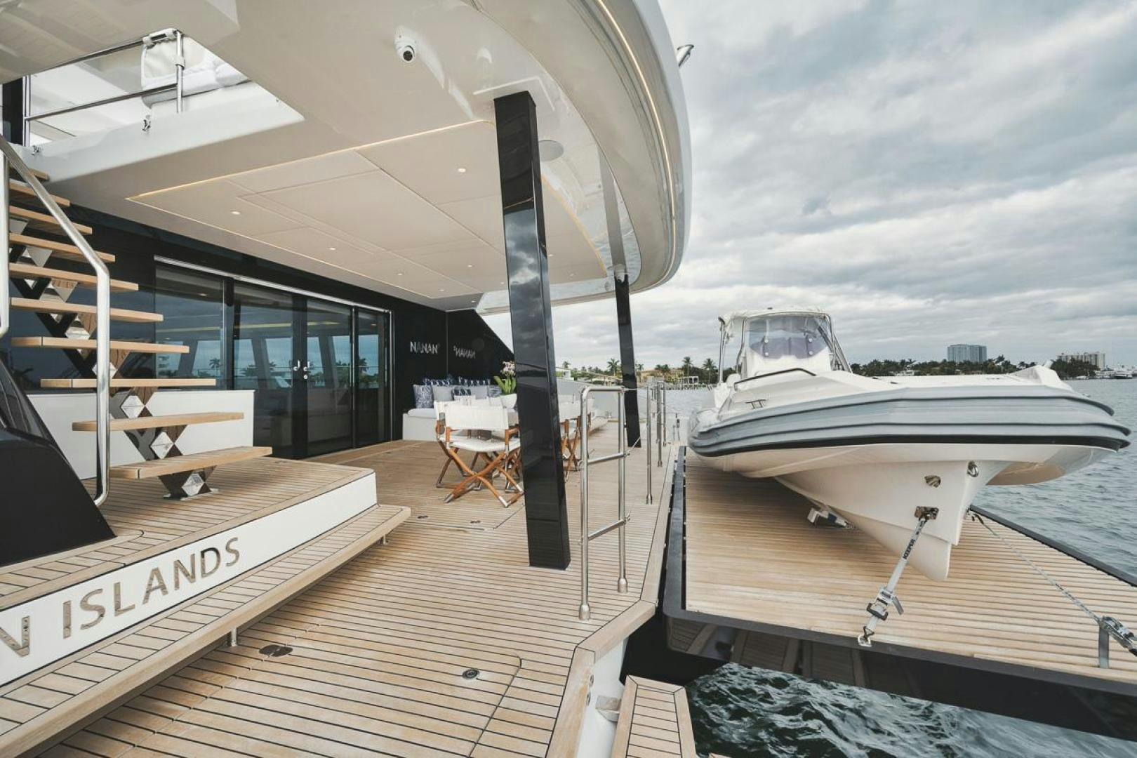 a boat on a deck aboard SANDY II Yacht for Sale