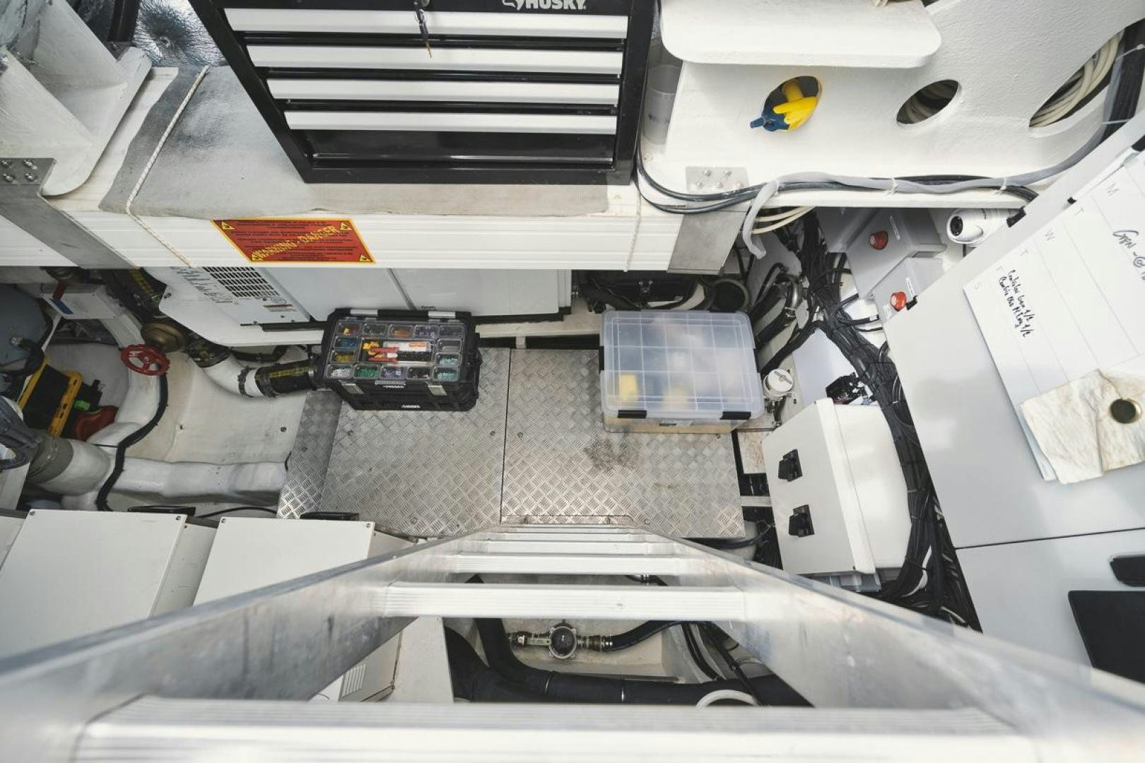 a close-up of a car engine aboard SANDY II Yacht for Sale