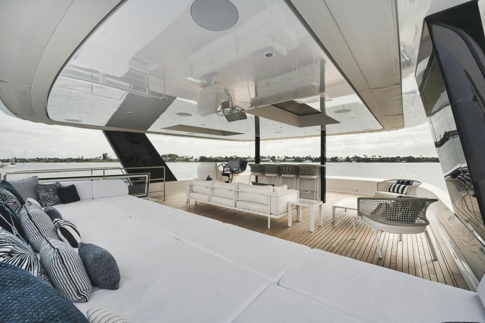 a large room with a large bed aboard SANDY II Yacht for Sale