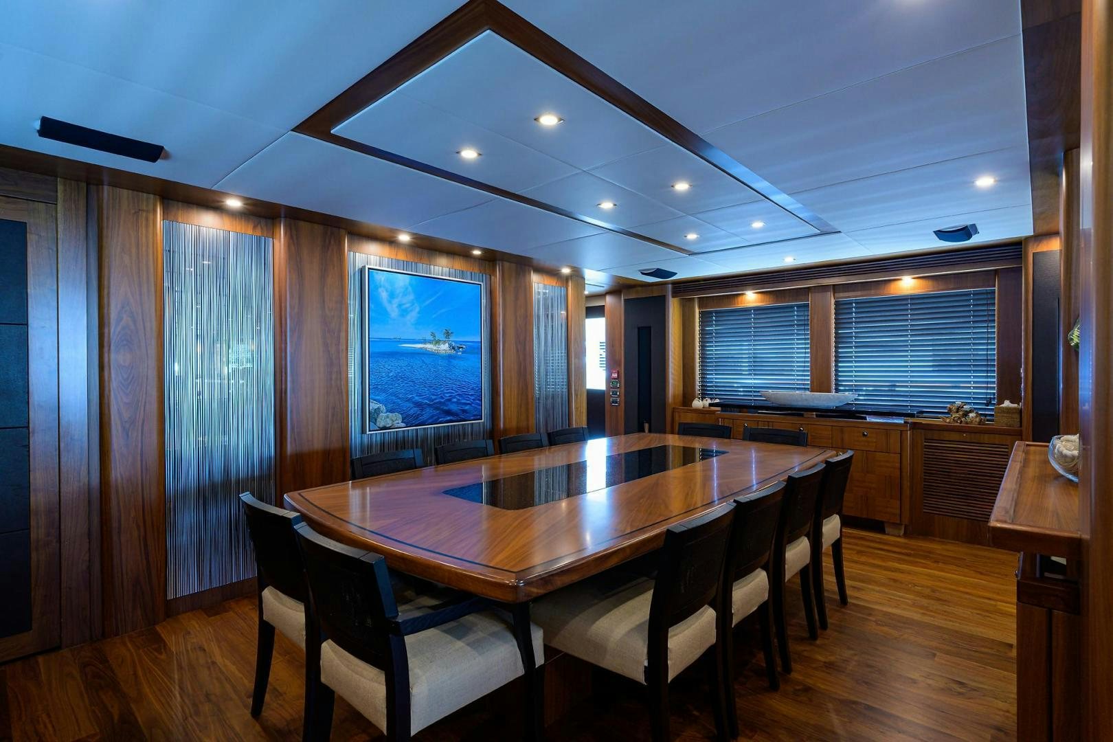 a dining table in a room aboard SULLIVAN'S ISLAND Yacht for Sale