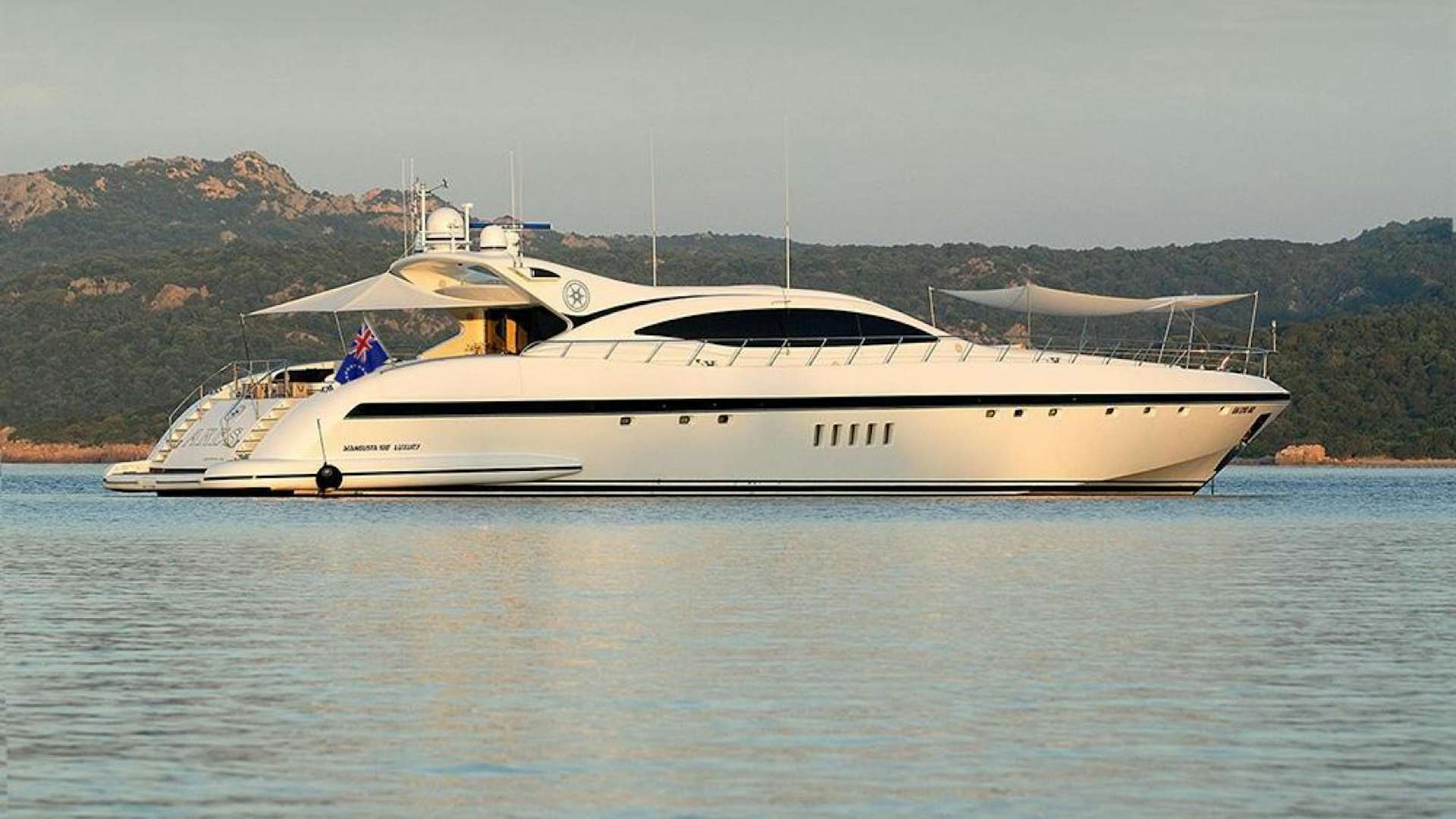a boat in the water aboard ARES Yacht for Sale