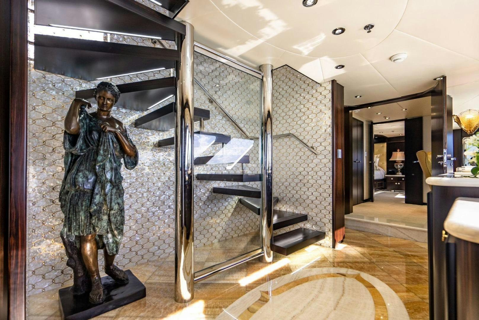 a statue in a room aboard GRADE I Yacht for Sale