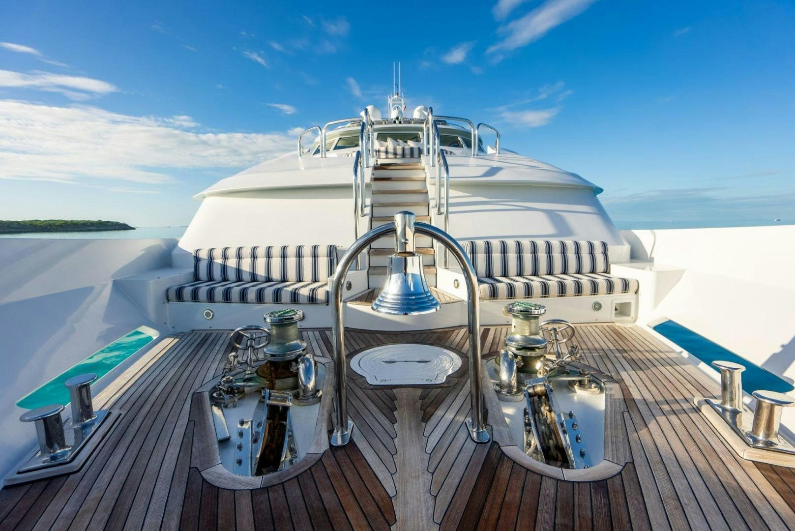 a deck with a large white ship on it aboard GRADE I Yacht for Sale