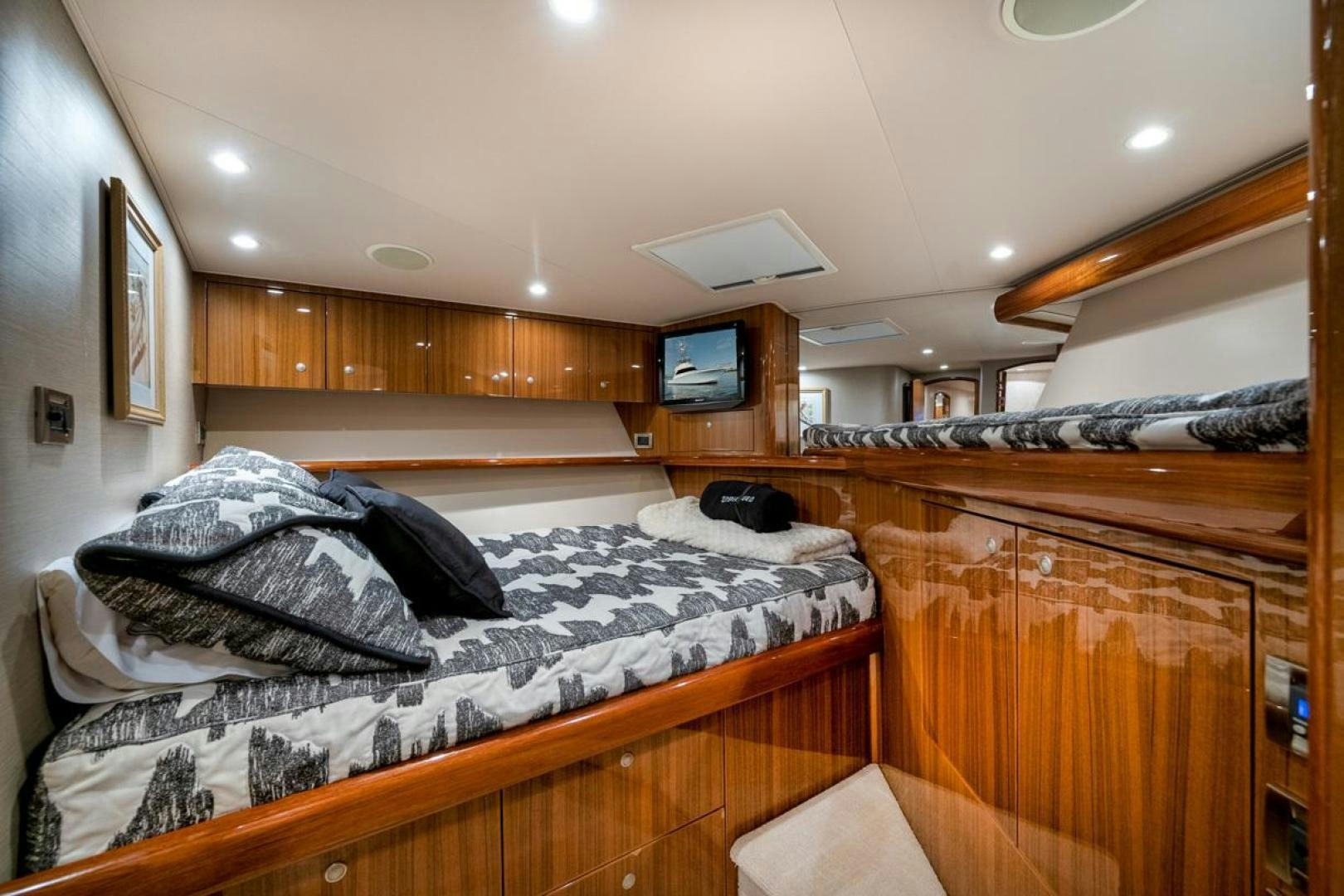 a room with bunk beds aboard 68 VIKING Yacht for Sale
