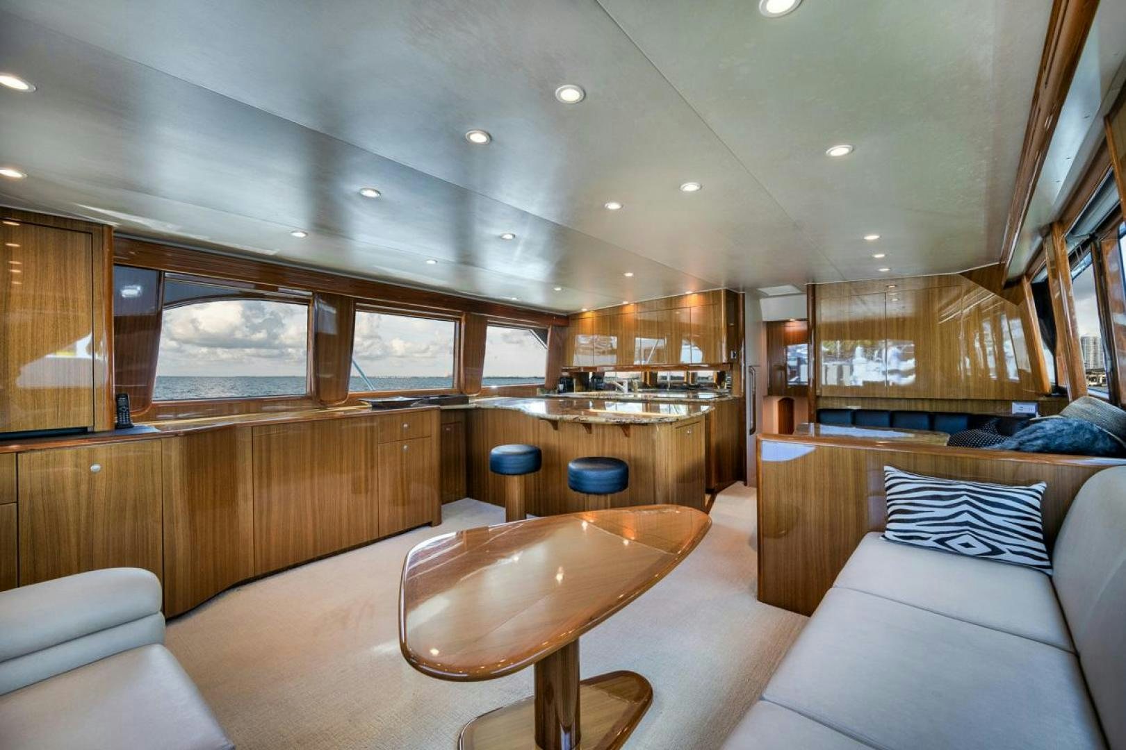 a large kitchen and living room aboard 68 VIKING Yacht for Sale