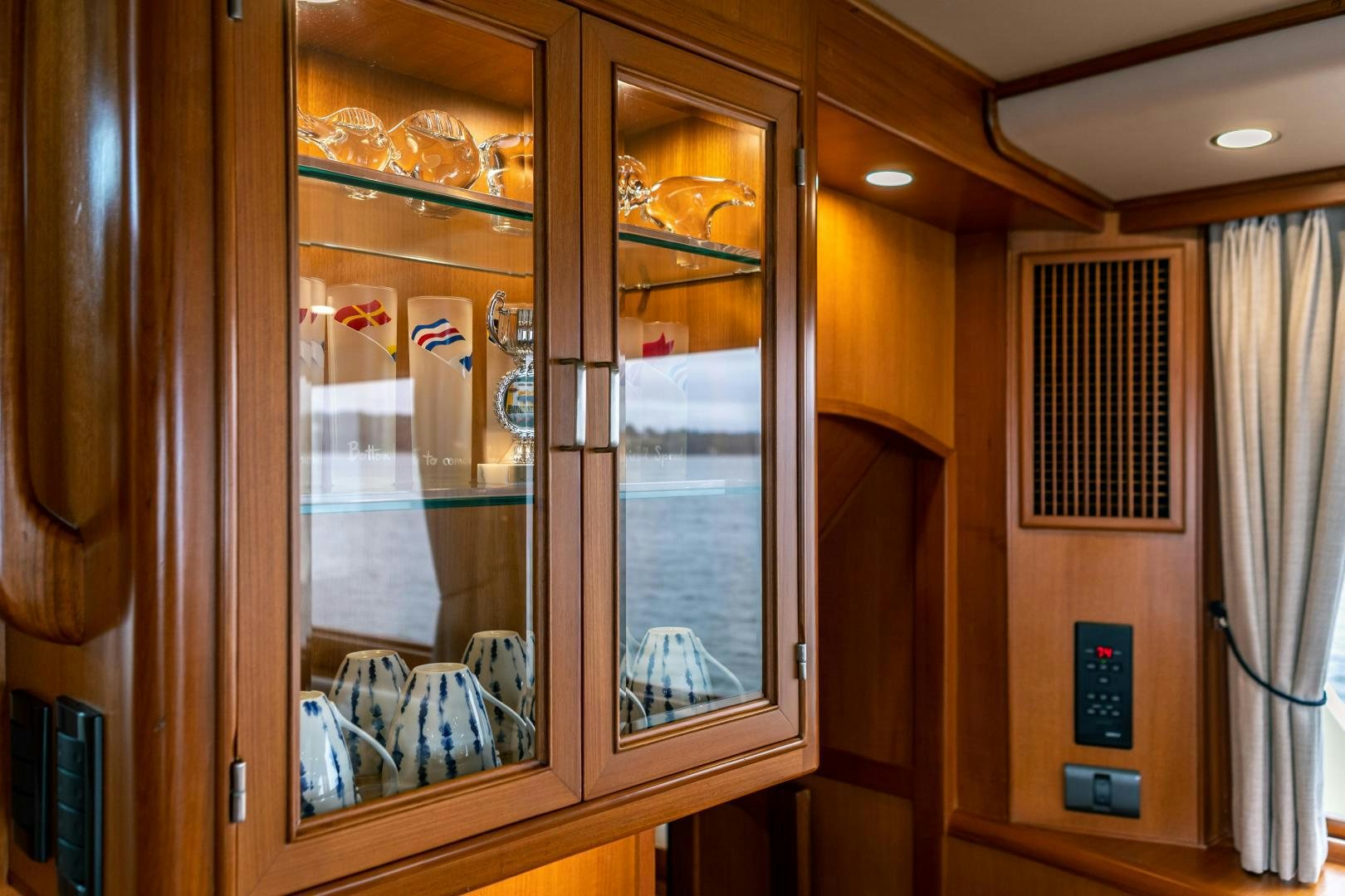 a glass door with a screen aboard PRETTY LADY Yacht for Sale