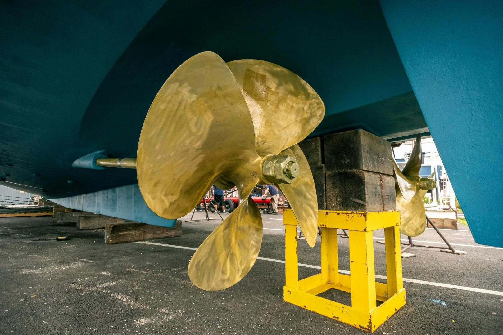 a large yellow and green machine aboard PRETTY LADY Yacht for Sale