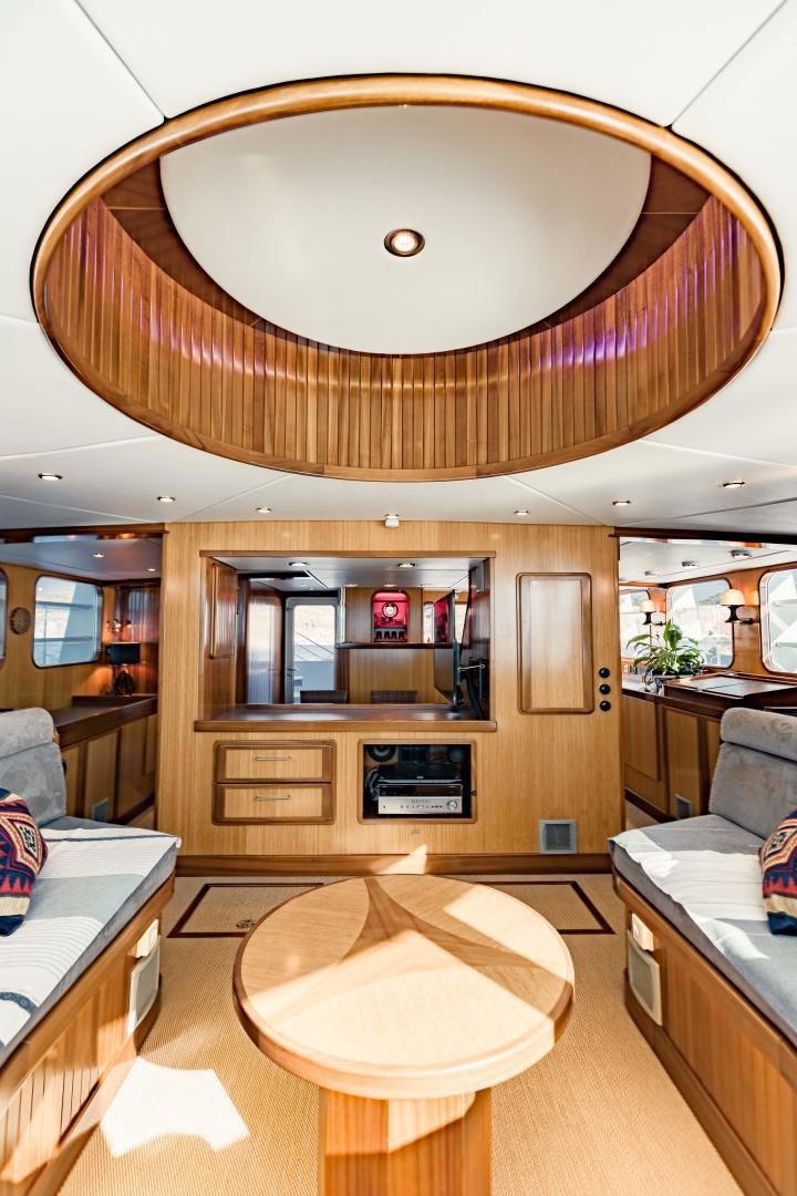 a room with a round ceiling aboard IETA Yacht for Sale