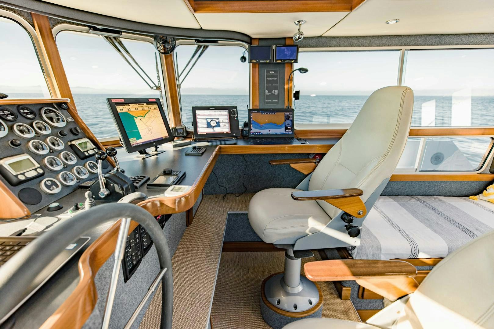 inside of a cockpit aboard IETA Yacht for Sale