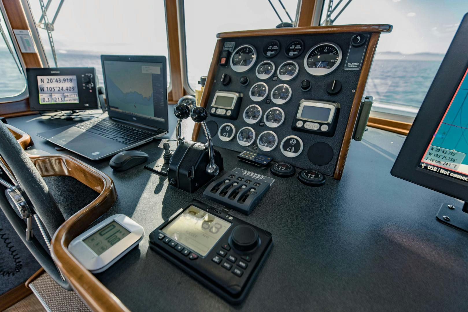 a cockpit of an airplane aboard IETA Yacht for Sale