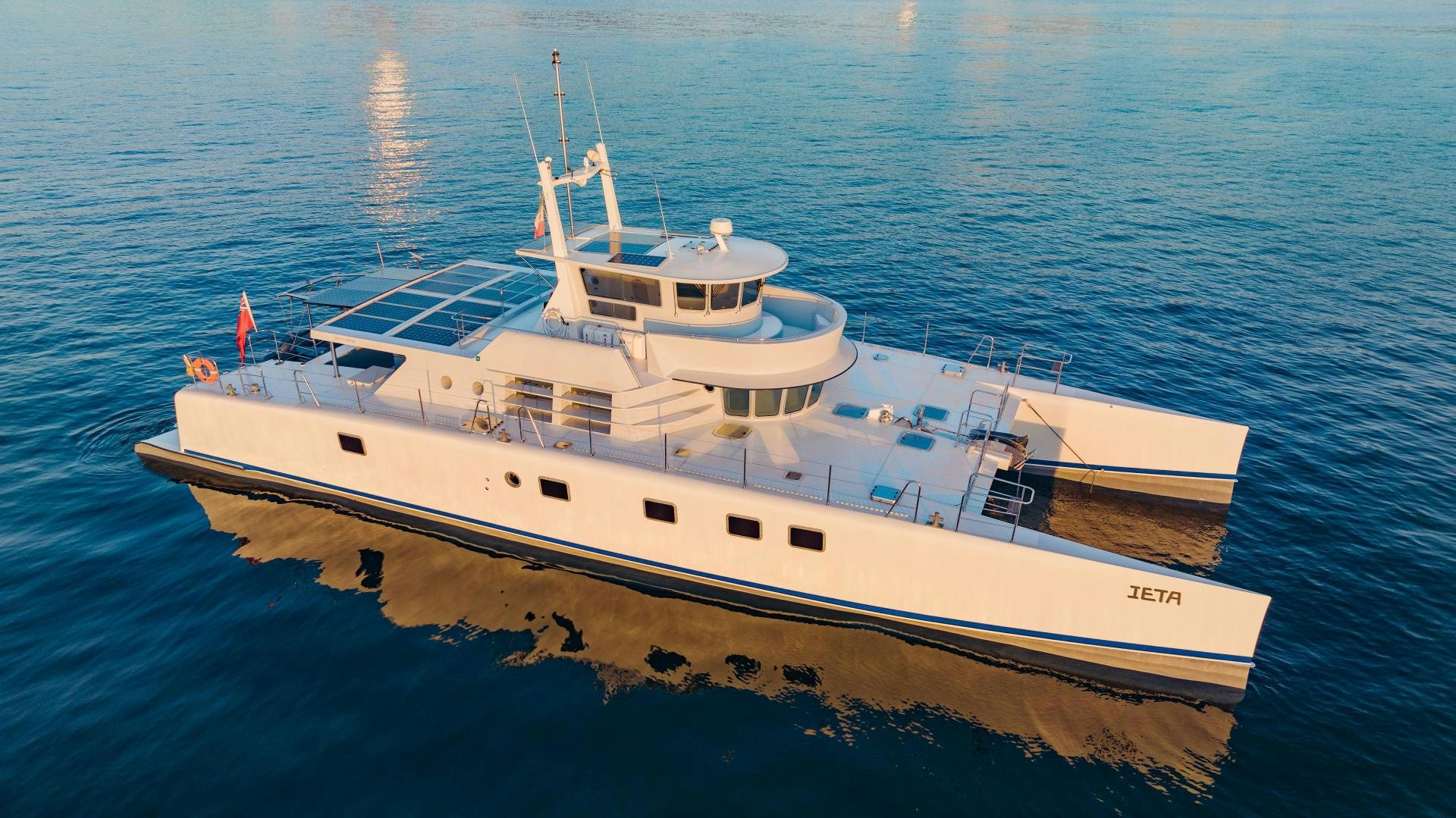 a boat on the water aboard IETA Yacht for Sale