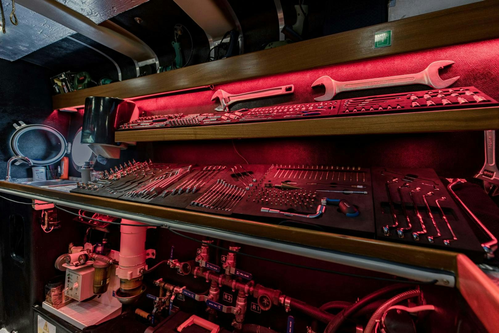 a red machine with wires aboard IETA Yacht for Sale