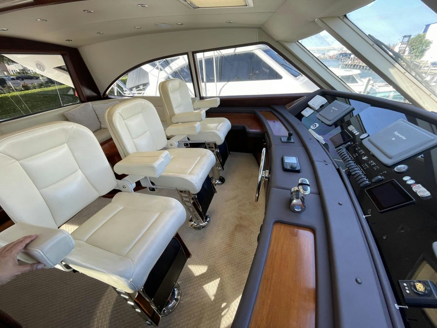 inside of a car aboard ONIX Yacht for Sale