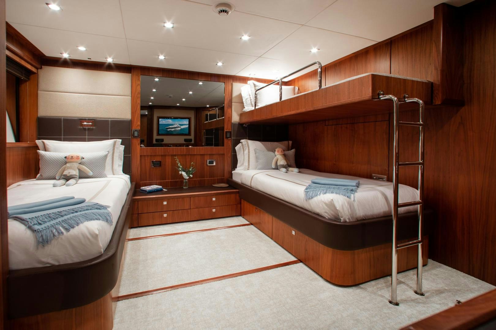a room with bunk beds aboard ACACIA Yacht for Sale