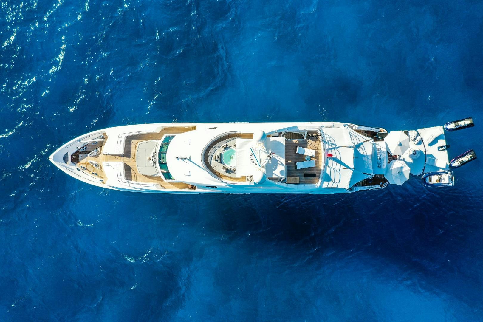 a high angle view of a boat aboard ACACIA Yacht for Sale