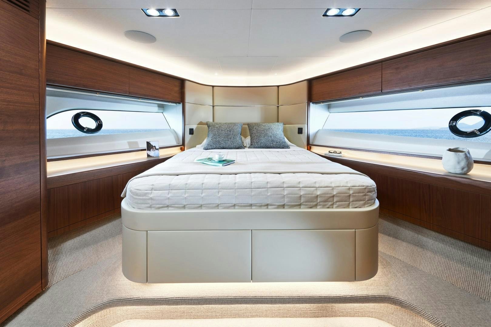 a bed in a room aboard PLAY TO WIN Yacht for Sale