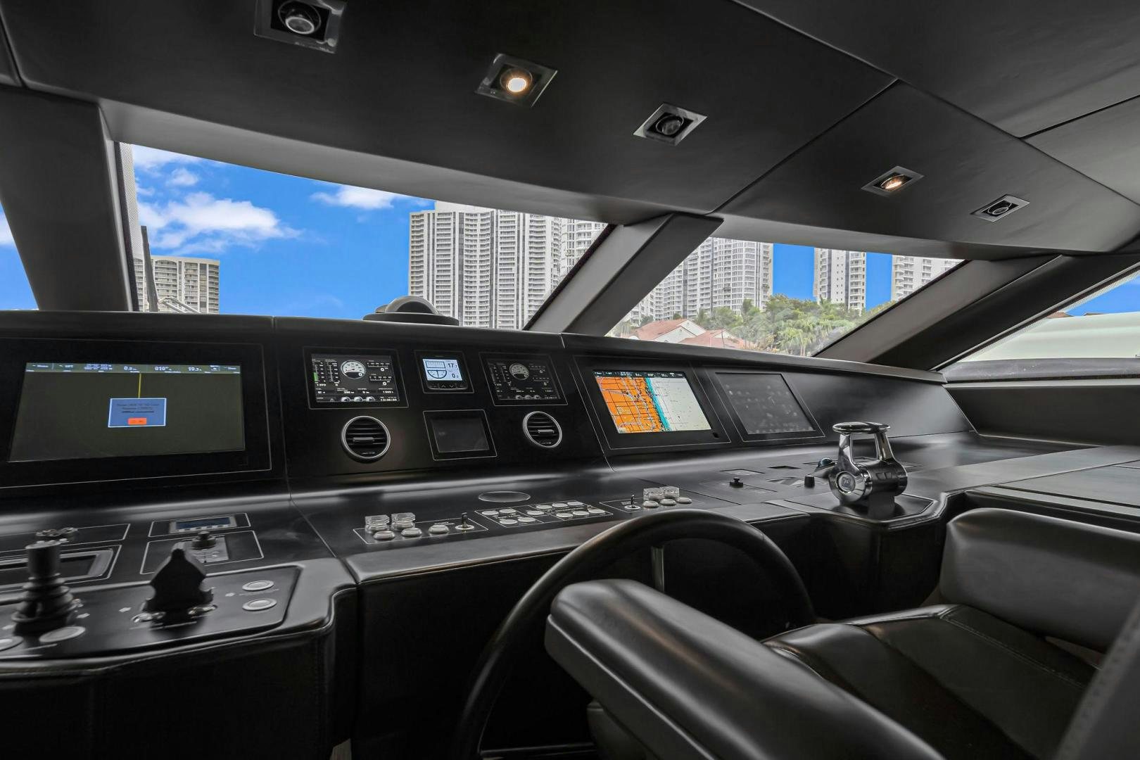 inside of a car aboard PEACEKEEPER Yacht for Sale