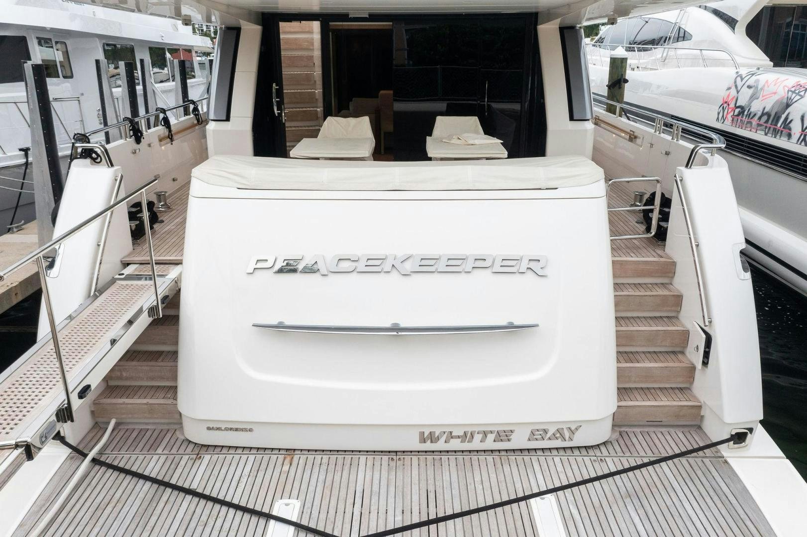 a printer on a table aboard PEACEKEEPER Yacht for Sale