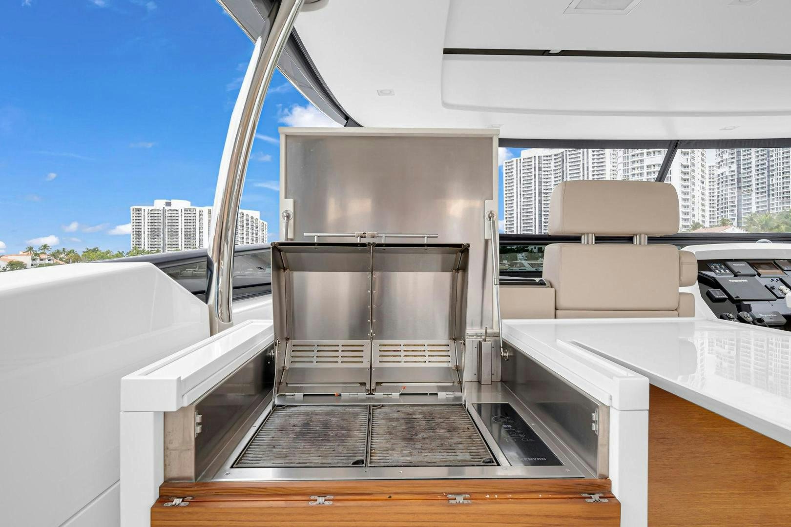 a kitchen with a large oven aboard PEACEKEEPER Yacht for Sale