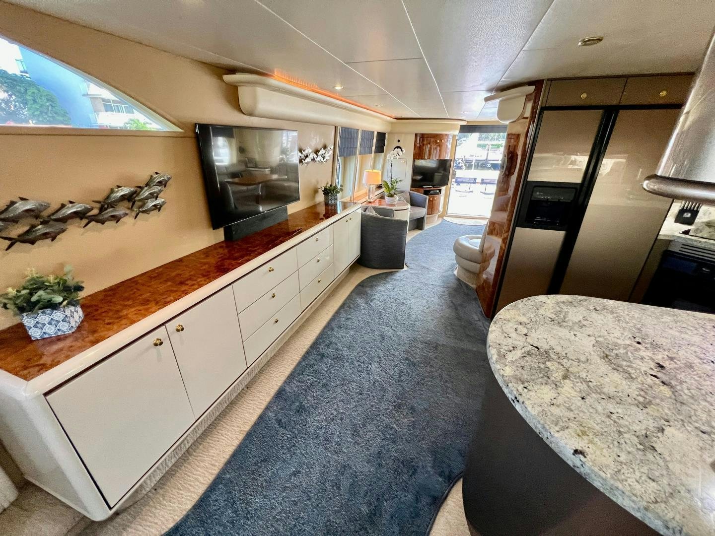 a kitchen with a countertop aboard MAGIC MOMENTS Yacht for Sale
