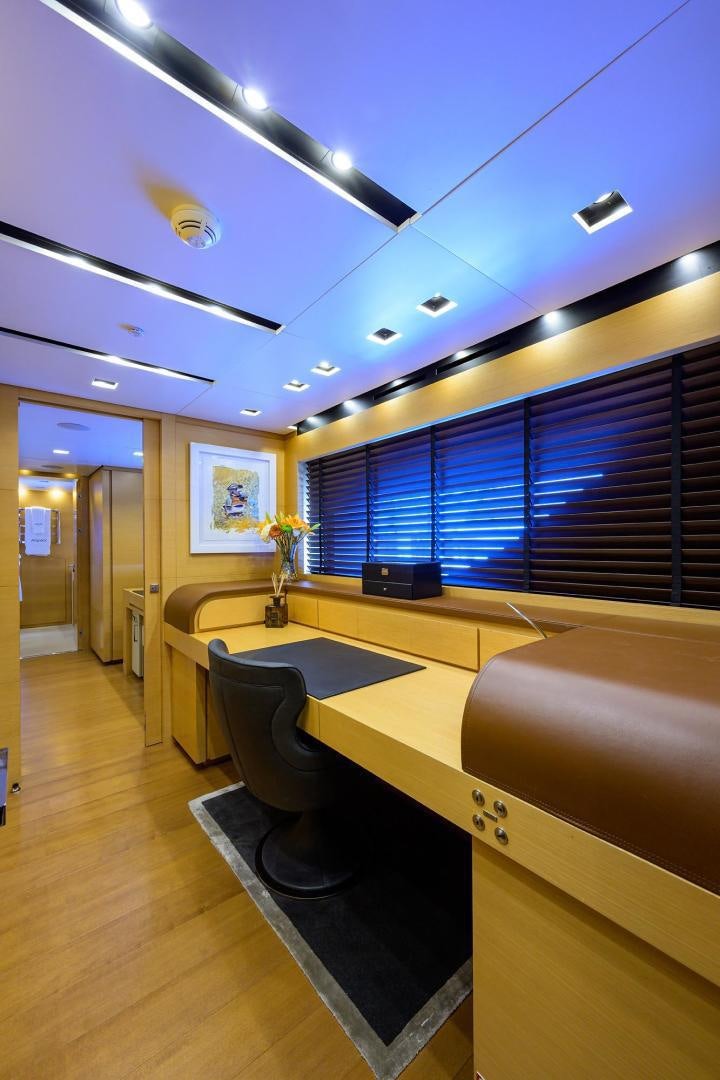 a room with a large window aboard AWAY Yacht for Sale