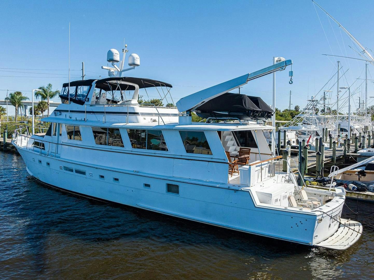 a large white boat in the water aboard CHRISTIE LEE Yacht for Sale