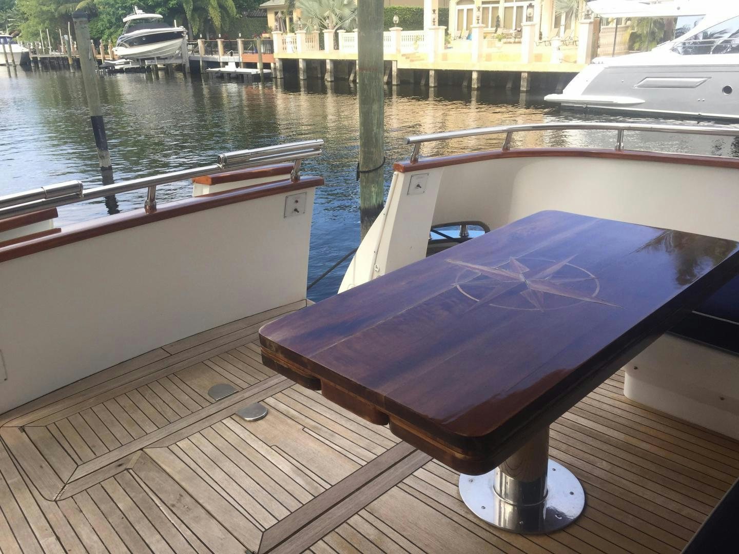 a table on a boat aboard UNZIPPED Yacht for Sale