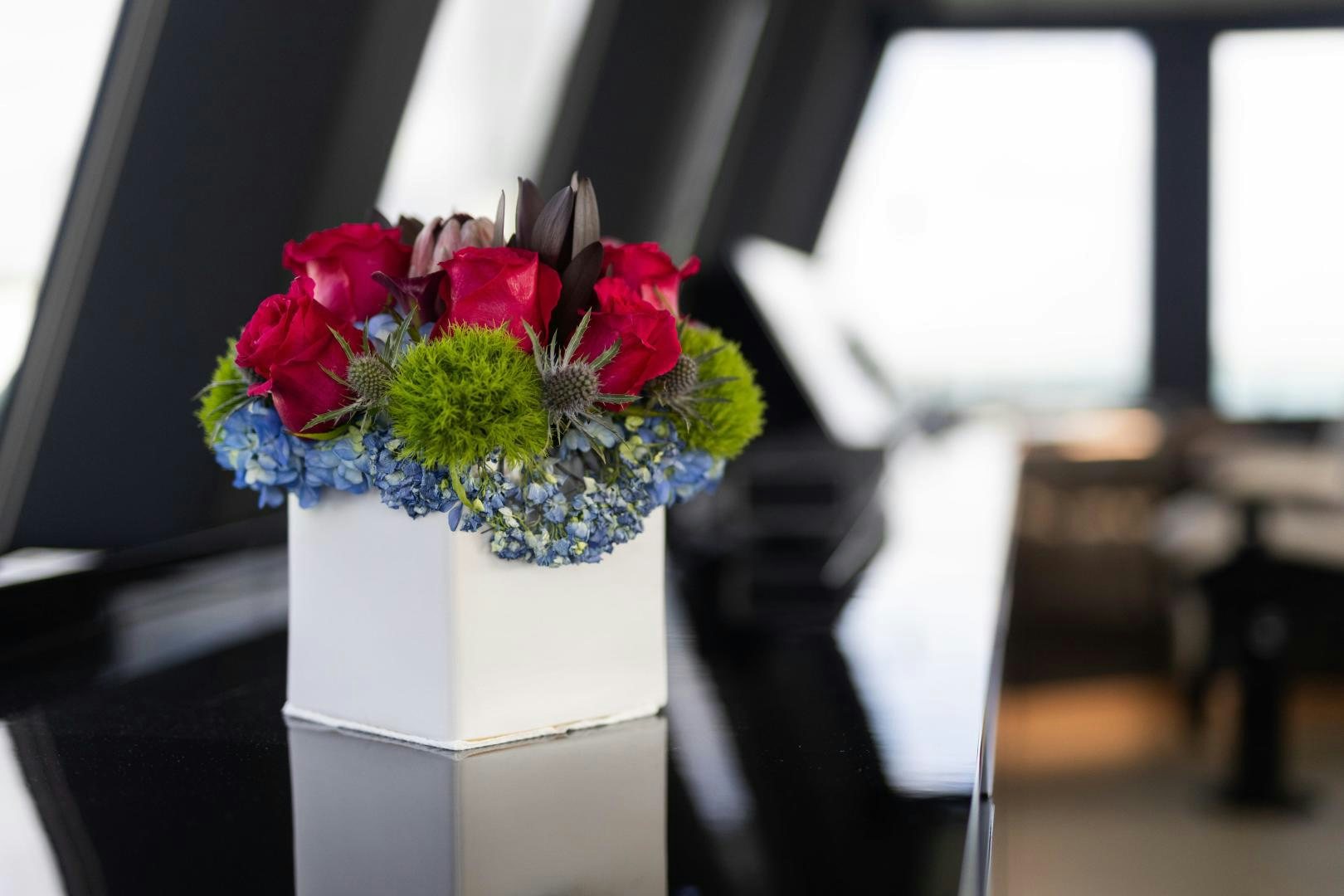 a vase with flowers aboard ROCK STAR 2.0 Yacht for Sale