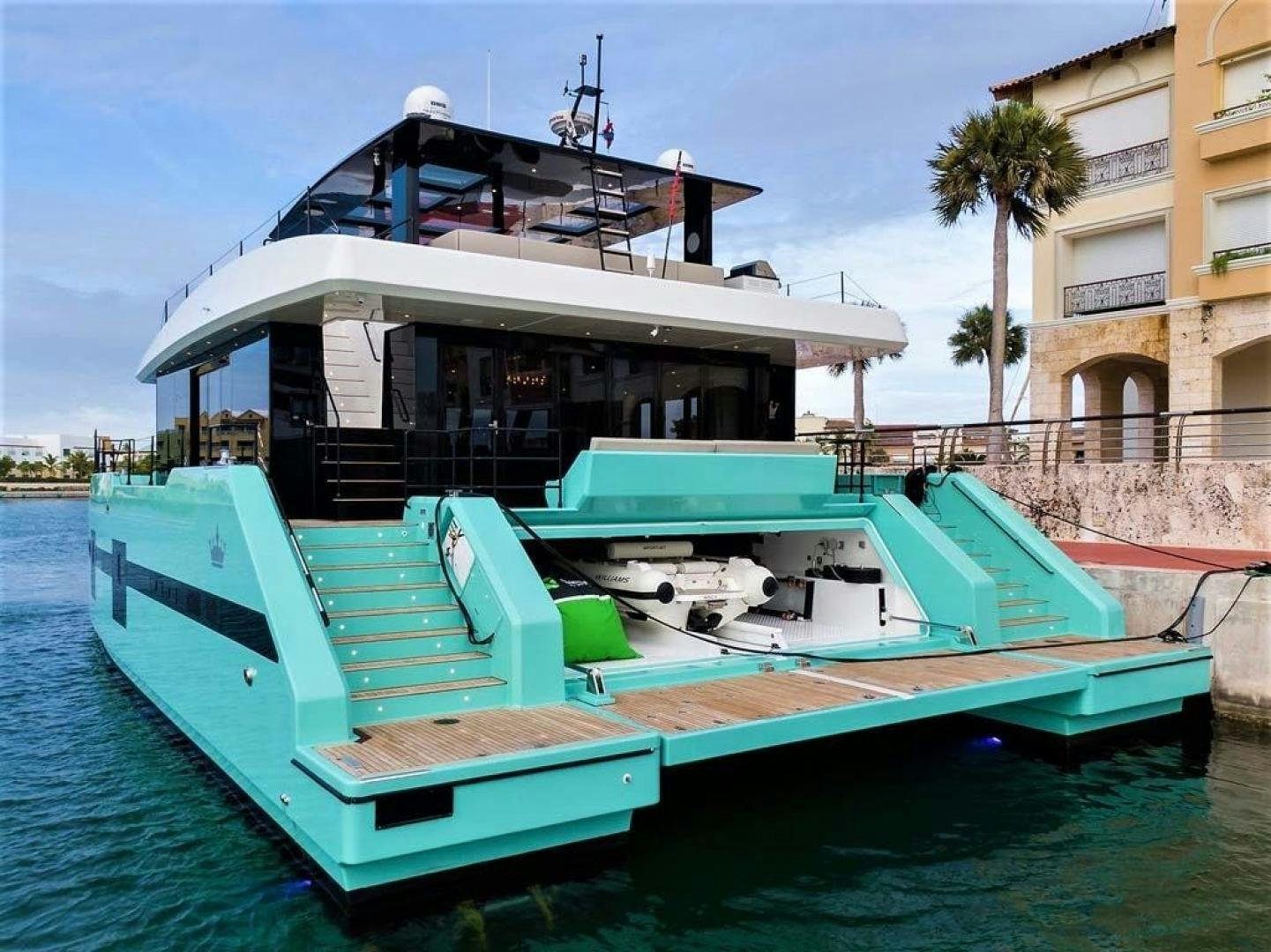 a boat docked at a pier aboard ROCK STAR 2.0 Yacht for Sale