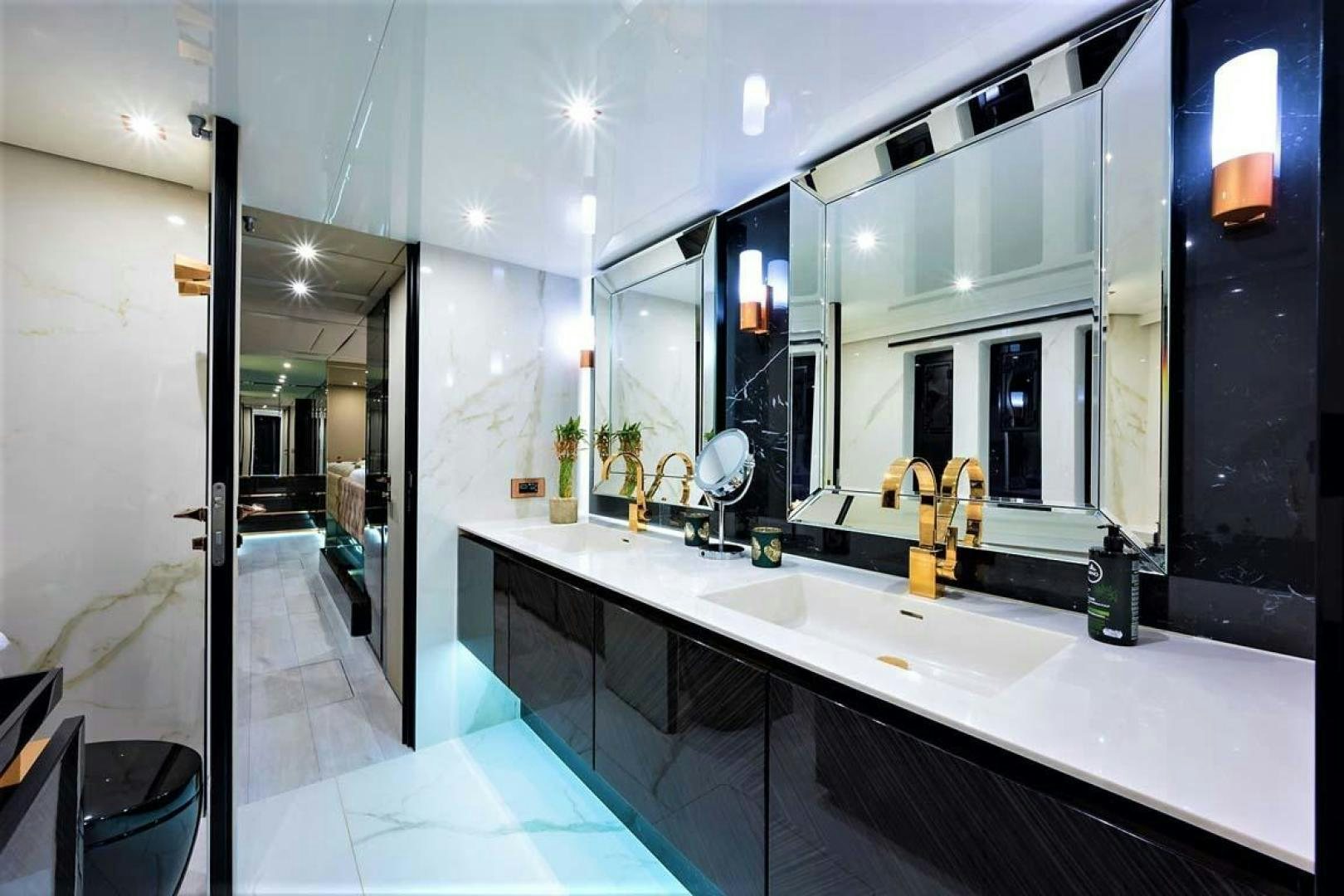 a bathroom with a large countertop aboard ROCK STAR 2.0 Yacht for Sale