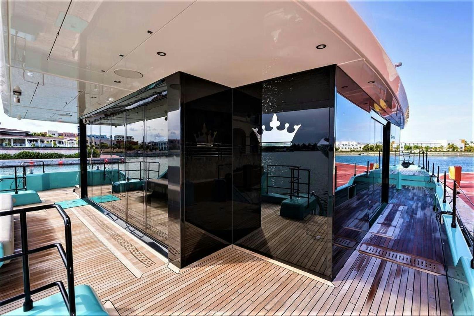 a covered patio with a pool aboard ROCK STAR 2.0 Yacht for Sale