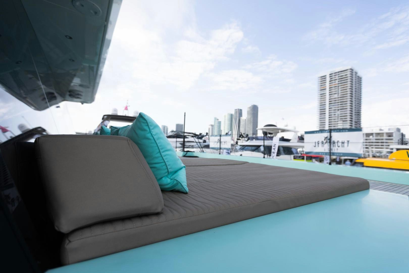 a view of a city from a boat aboard ROCK STAR 2.0 Yacht for Sale