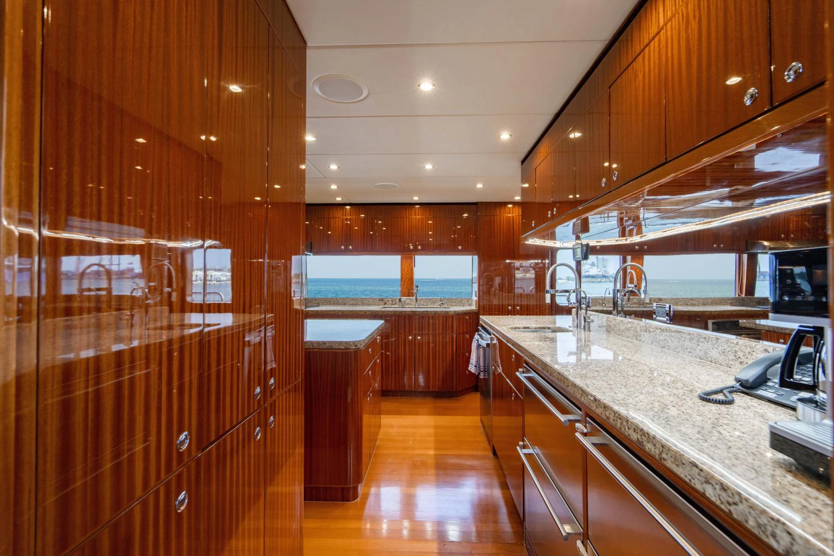 a kitchen with a countertop aboard RENAISSANCE Yacht for Sale