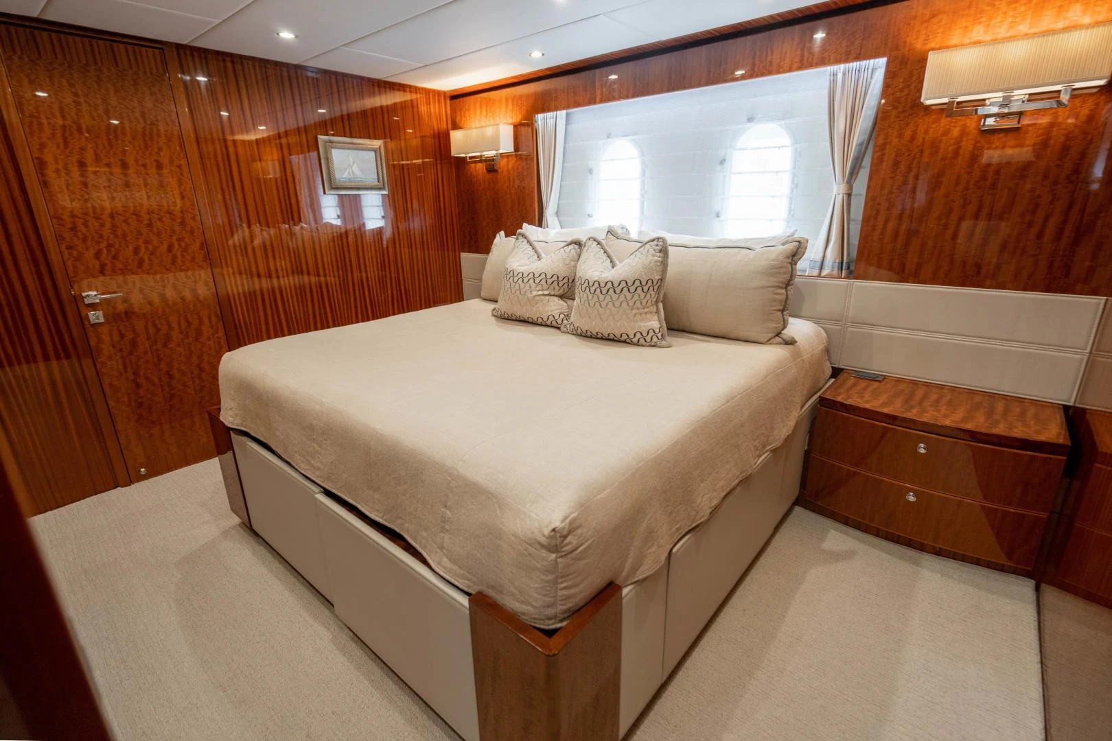 a bed in a room aboard RENAISSANCE Yacht for Sale