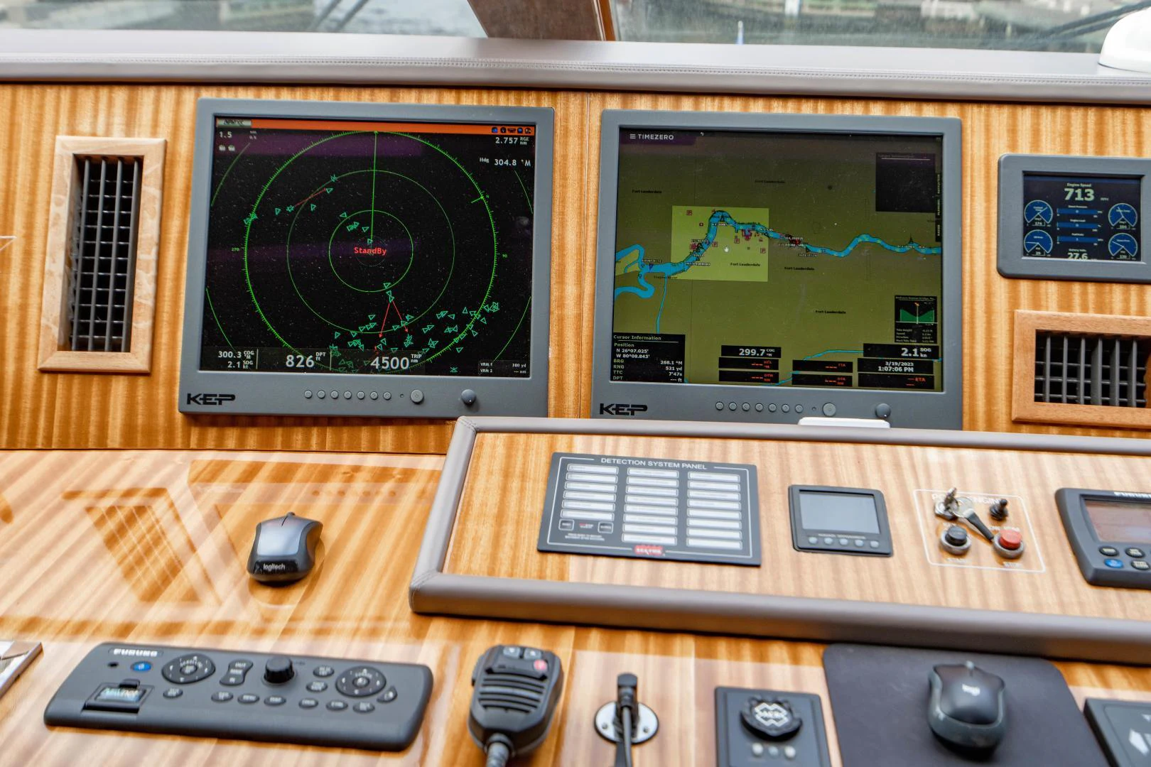 a computer with a screen and buttons aboard RENAISSANCE Yacht for Sale
