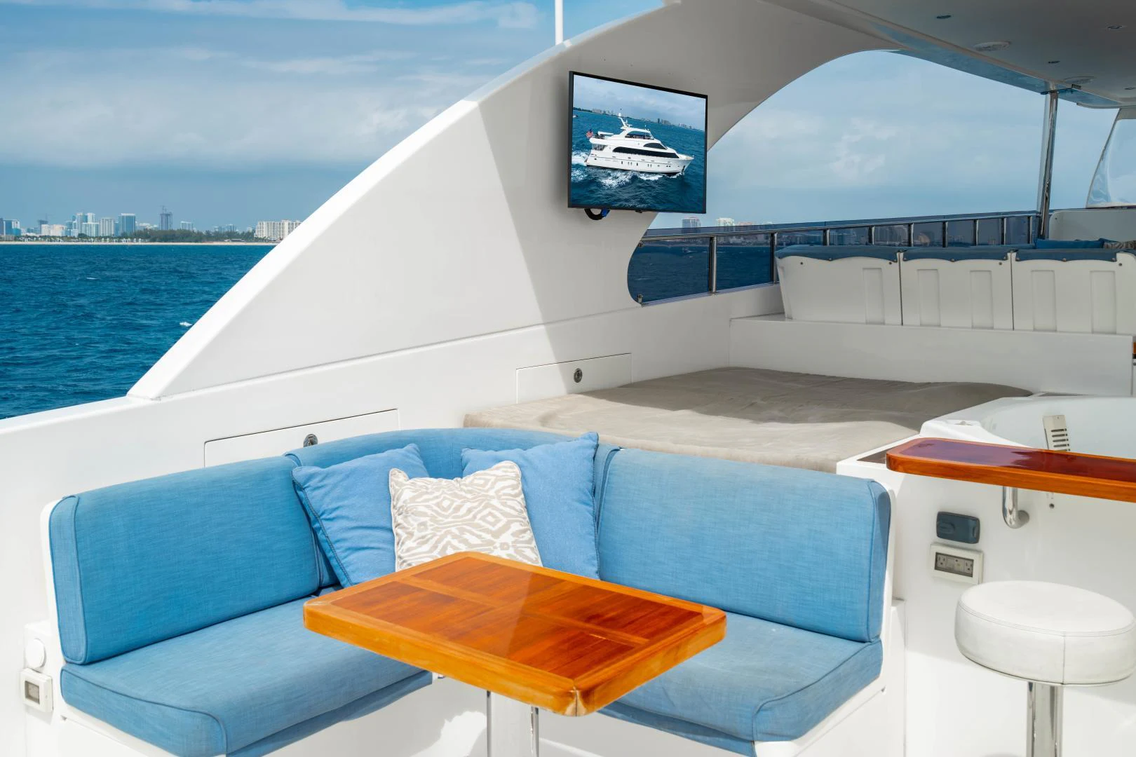a boat with a large window aboard RENAISSANCE Yacht for Sale