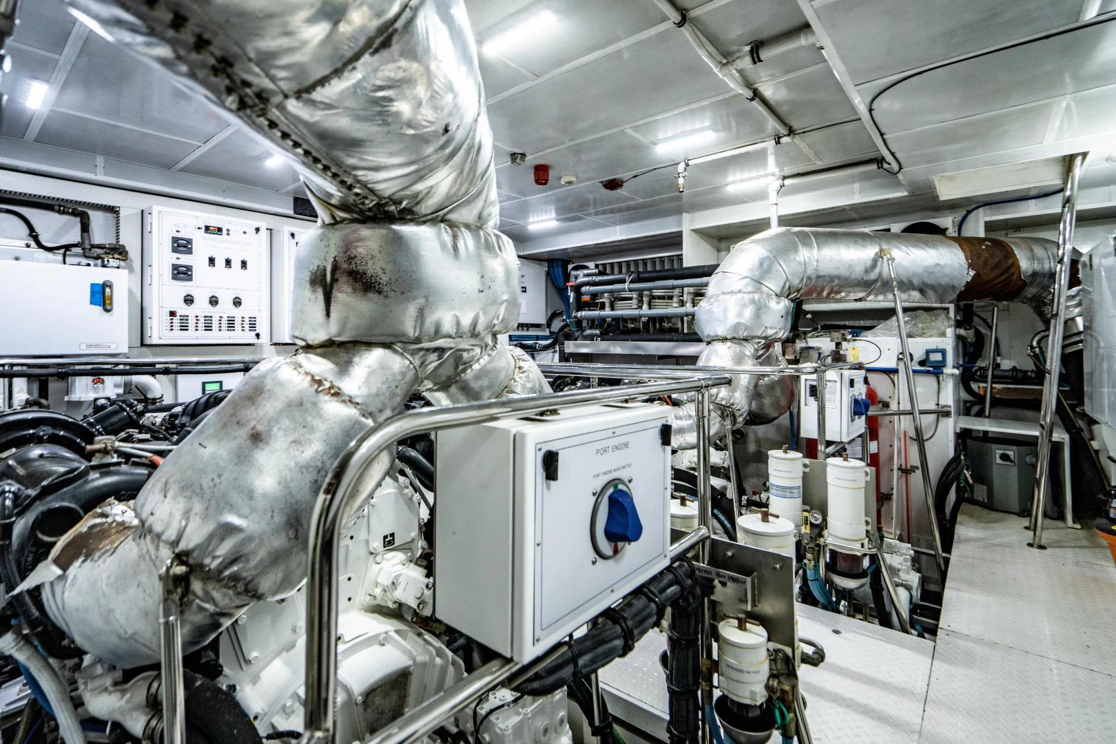 a large metal machine aboard RENAISSANCE Yacht for Sale