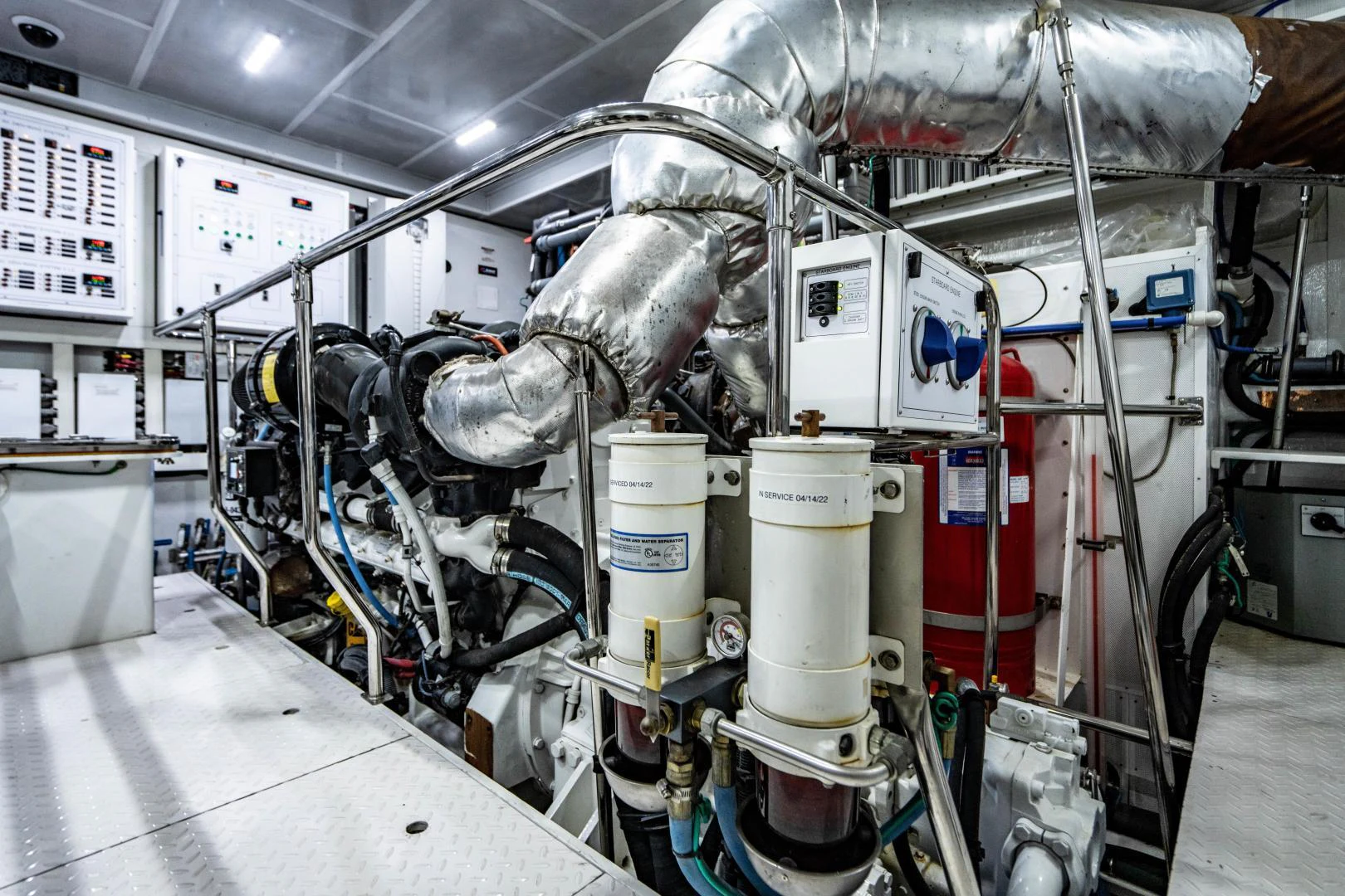 a machine with a large metal cylinder aboard RENAISSANCE Yacht for Sale