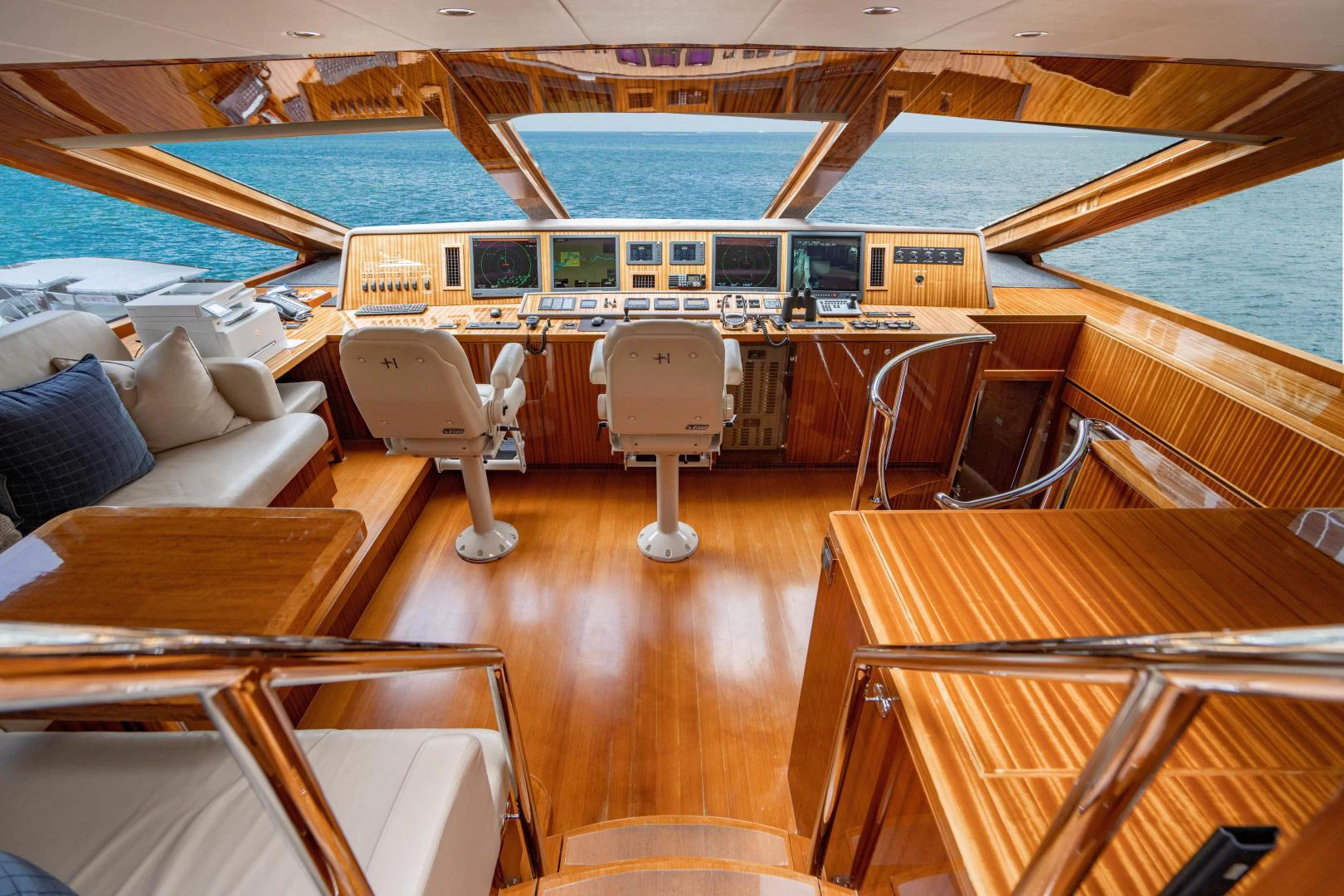 a boat with a table and chairs aboard RENAISSANCE Yacht for Sale