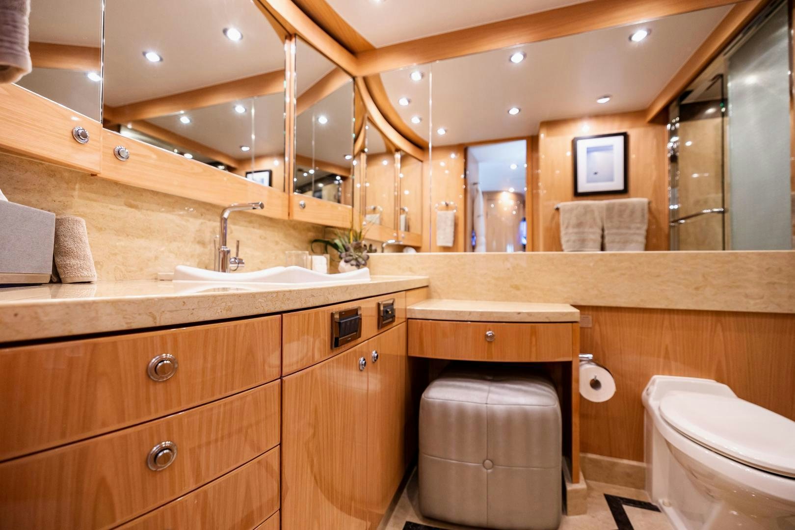 a bathroom with a sink and toilet aboard GRATITUDE Yacht for Sale