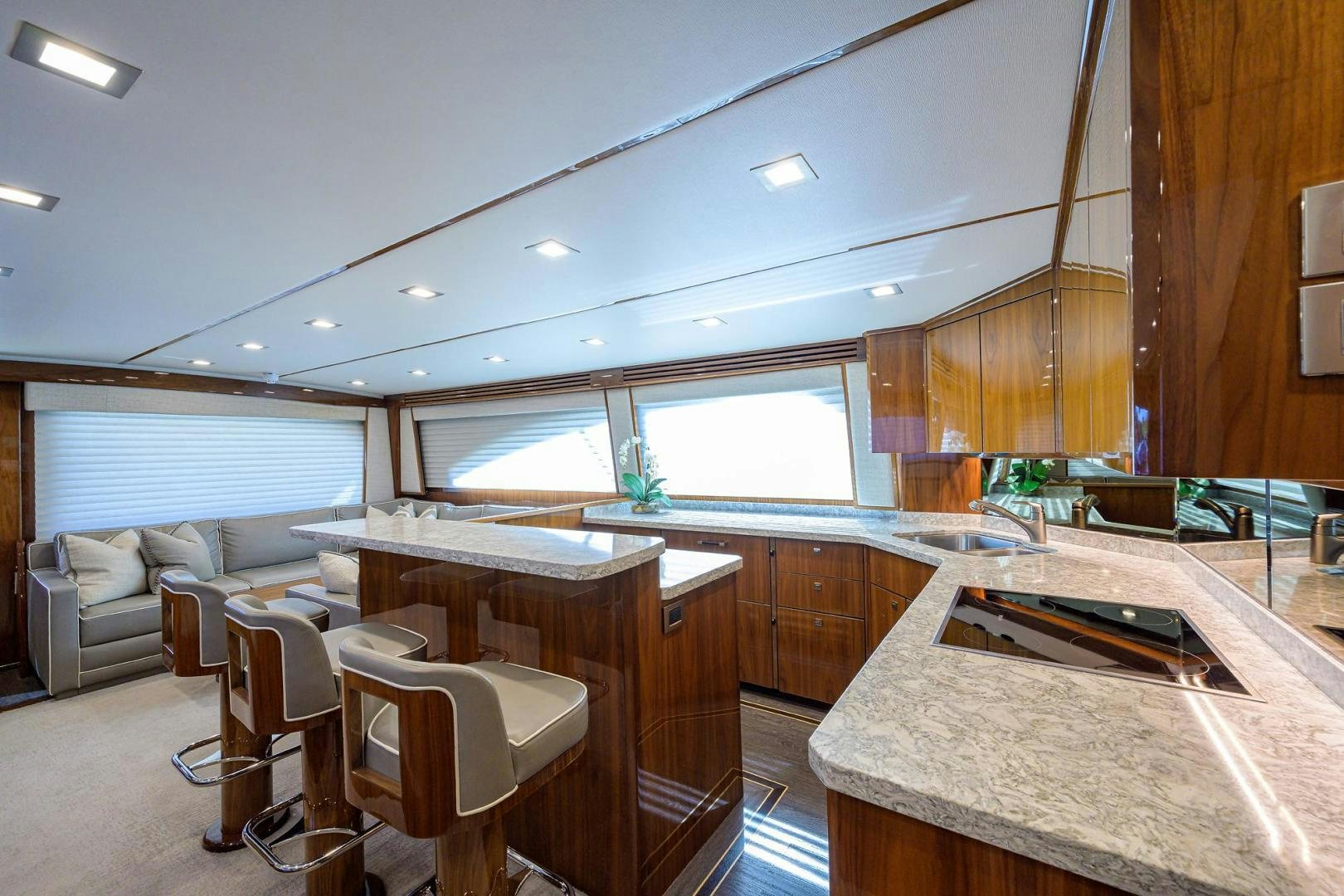 a kitchen and living room aboard QUICK RAISE Yacht for Sale