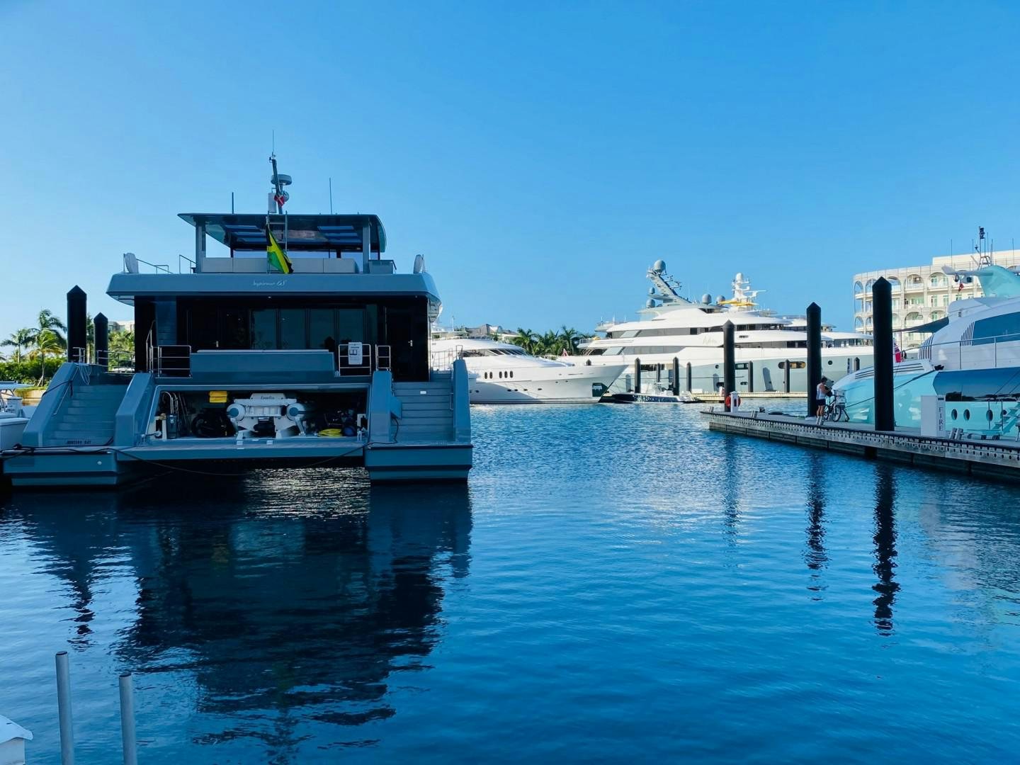 a boat docked at a pier aboard EMMILIZA Yacht for Sale
